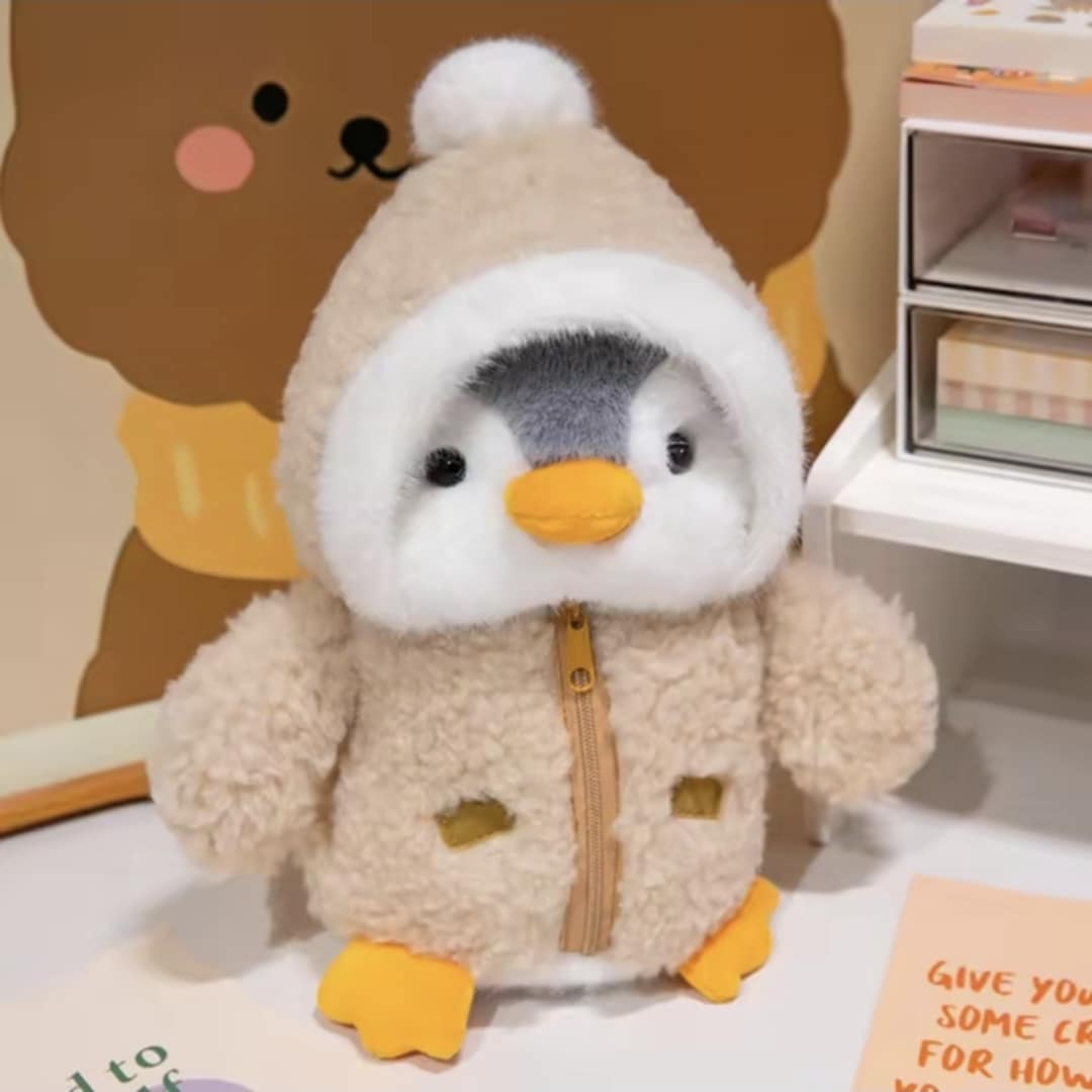 Brown Penguin Plush Toy with Hat