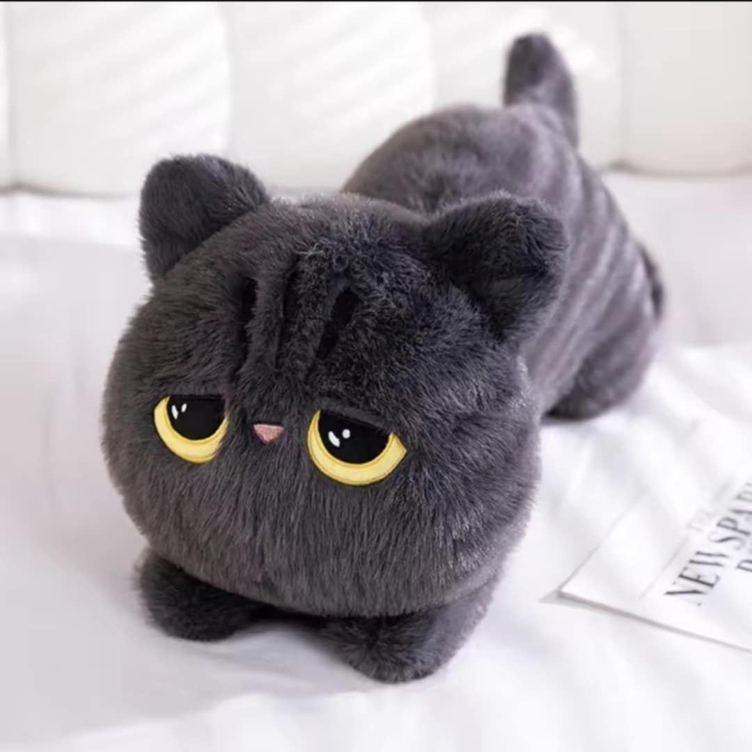  Cute Black Cat Plush Pillow Grey