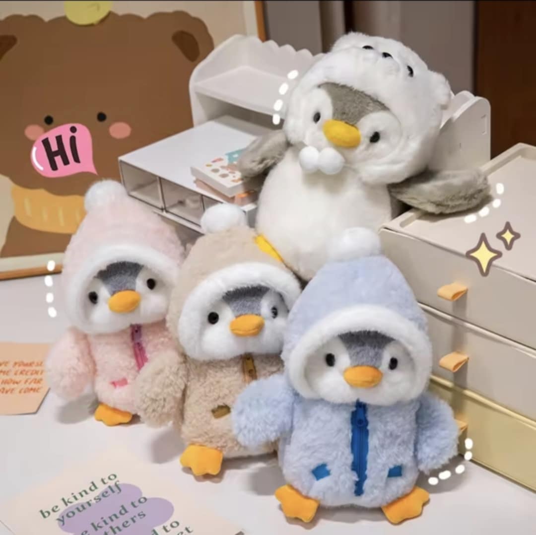Kawaii Penguin Plush Toy with Hat