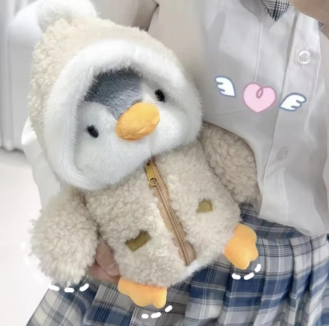 Kawaii Penguin Plush Toy with Hat