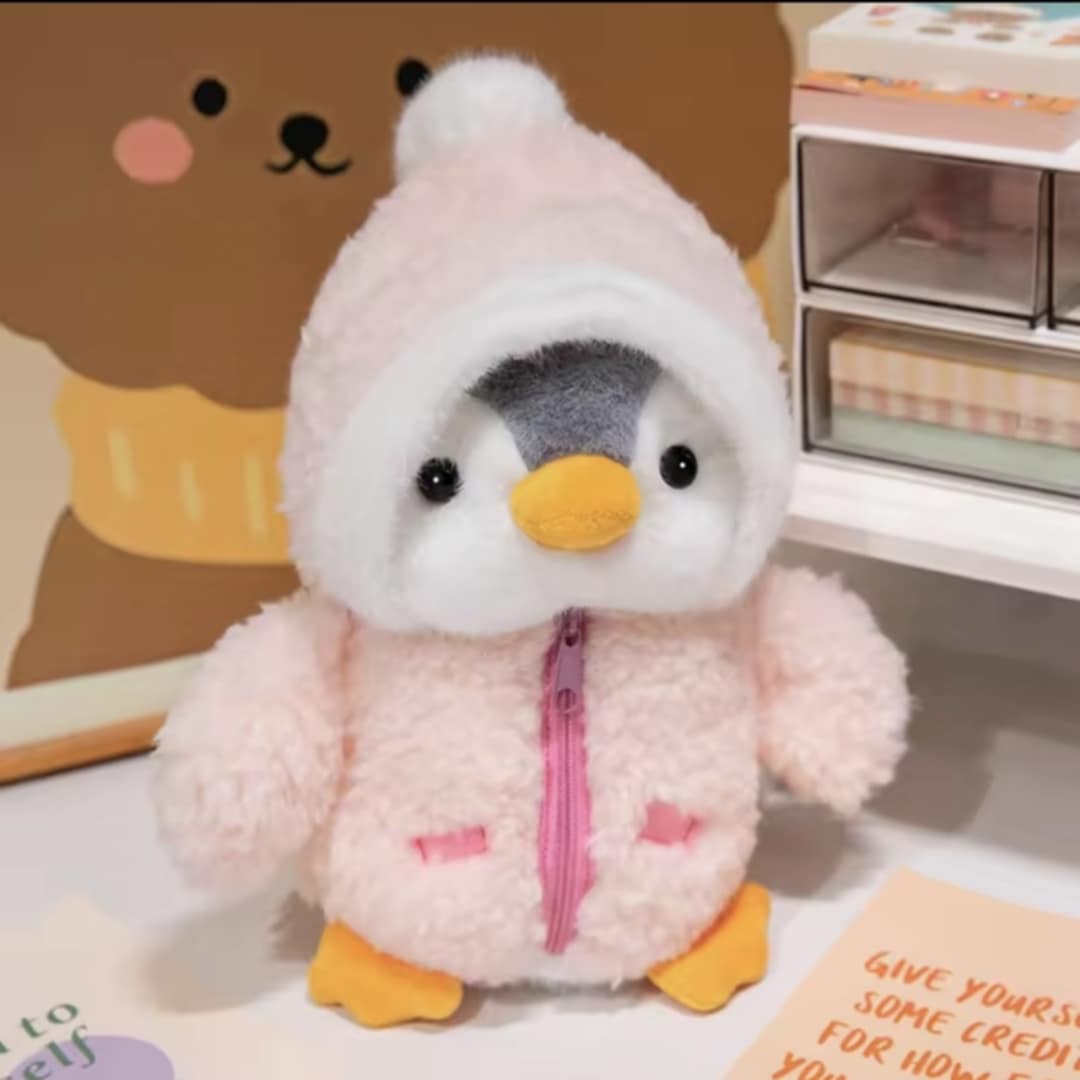 Pink Penguin Plush Toy with Hat